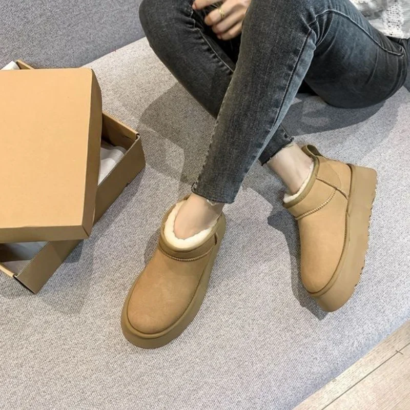 Women's Boots Winter Fur Warm Snow Boots 2023 New Casual Shoes Suede Short Plush Ankle Boots Flat Shoes Botas Mujer Women Boots