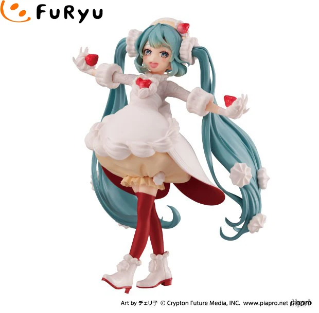 Фото Оригинальная фигурка FuRyu sweetsweet Series, фигурка Piapro Hatsune Miku, клубничный кондитерский аниме, фигурка, модель, экшн-игрушки, подарки №2
