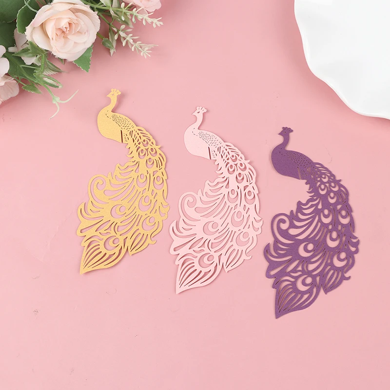

50pcs Paper Peacock Cup Card Baby Shower Birthday Wedding Table Decoration Party Supplies Peacock Wine Champagne Decorative