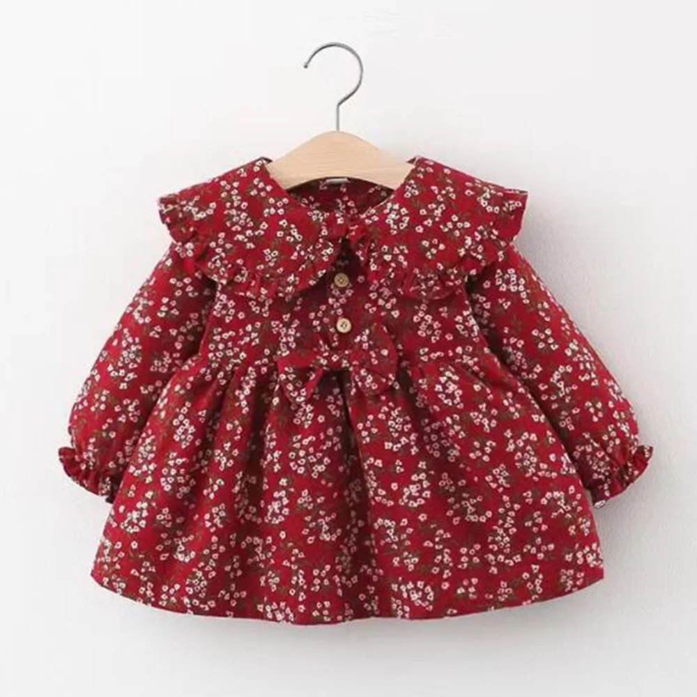 

Flower Girl Dresses Long Sleeve Peter Pan Collar Spring Autumn Princess Christmas Toddler Clothes