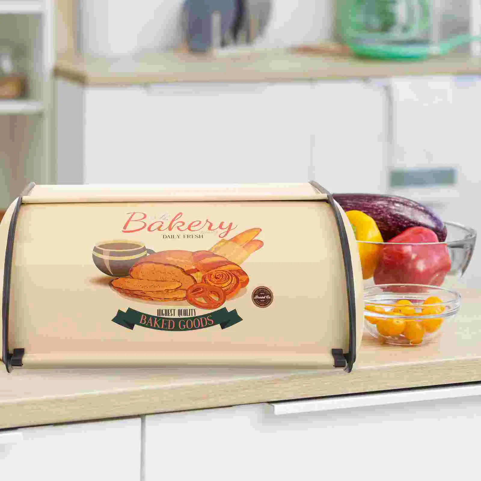 

Kitchen Countertop Bread Box Multi-function Bread Holder Iron Bread Box Kitchen Accessory Bins Haversack