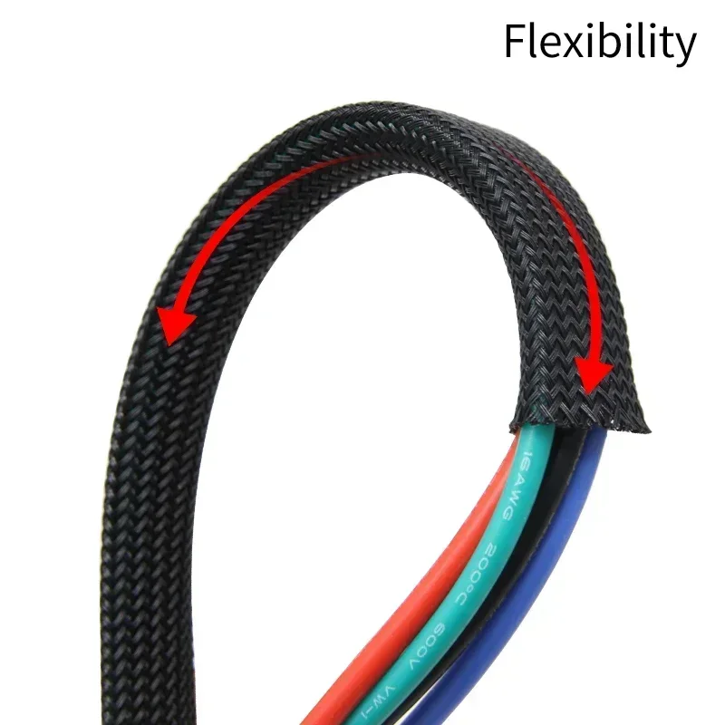 2/10m PET Expandable Braided Sleeve 2/4/6/8/10/12/14/16/20/25/30/40mm High Density Insulation Nylon Cable Protector Sheath DIY