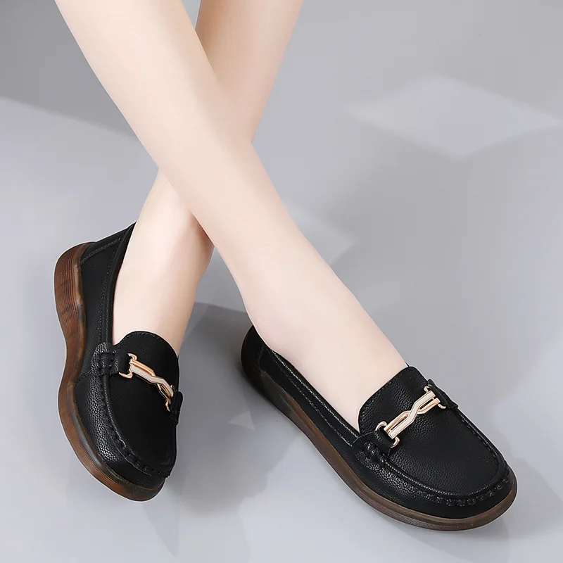 2023 New Women Flats Shoes Women Genuine Leather Shoes Woman Loafers Slip On Ballet Flats Ballerines Flats Walking Plus Size