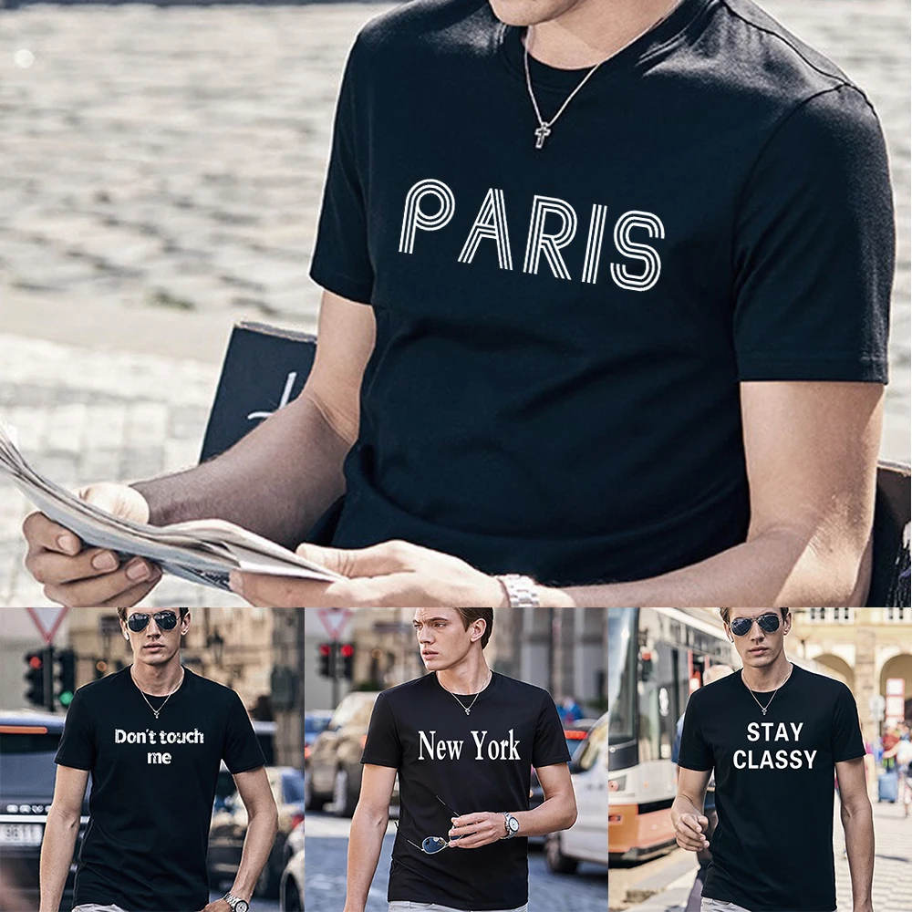 

2023 Summer Fashion Men Clothes T-shirts Casual O-neck Tops Tees Printing Harajuku All-match Black Outdoor Sport Blouses T Shirt