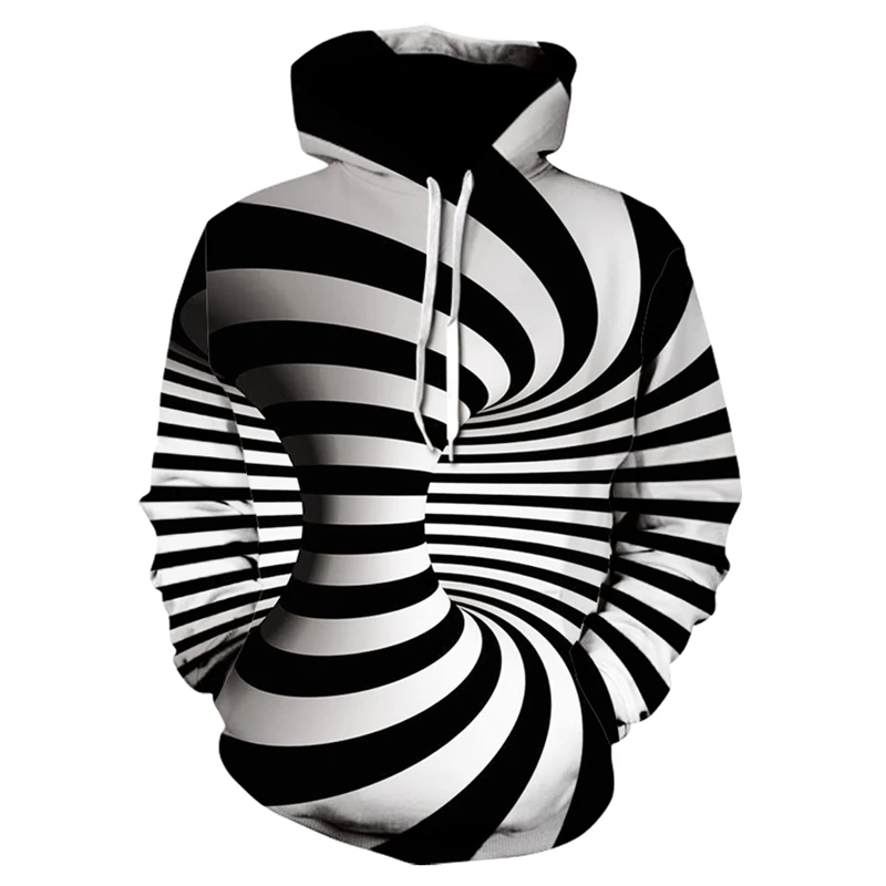 

Black White Vertigo Hypnotic Men Hoodie Sweatshirt Tops Street Wear Autumn Psychedelic Vortex Pullover Clothing 2022
