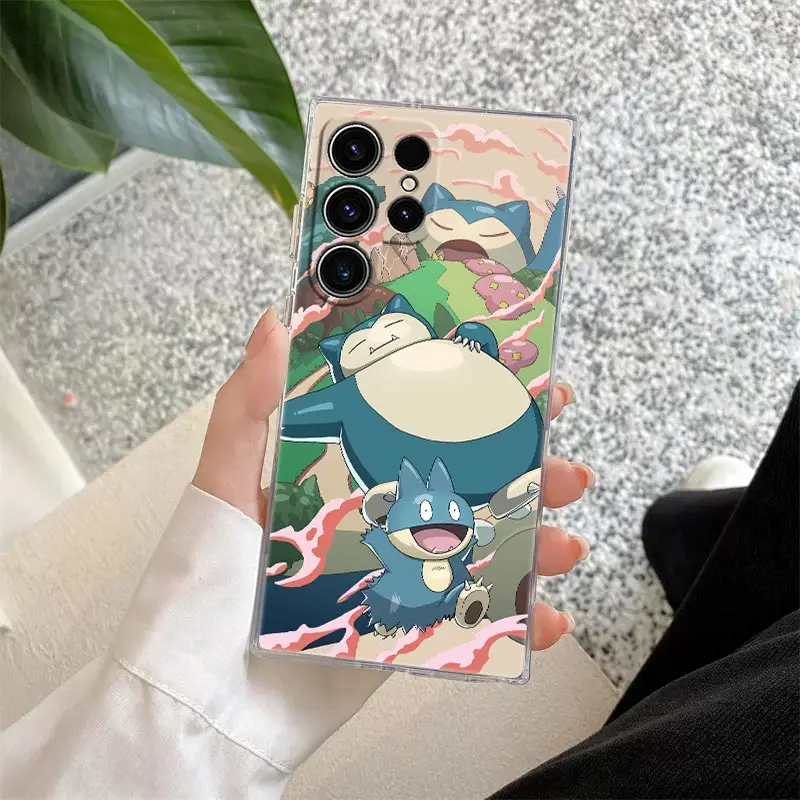 Чехол для телефона Pokemon Squirtle Eevee Gengar с аниме Samsung Galaxy S25 S24 S23 S21 Ultra S20 FE S22 Plus A35 A55 Clear