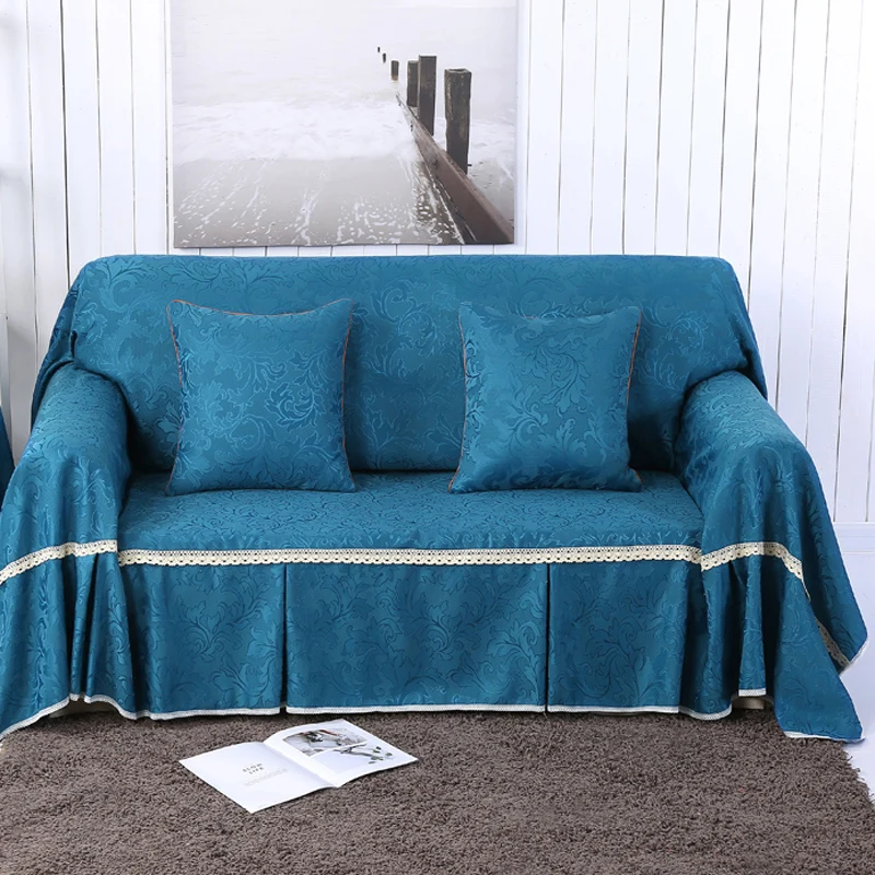 

Thick Splicing Sofa Protector Table Cover Jacquard Sofá Cubre for Living Room Couch Corner Sofá Slipcover Red Green Blue