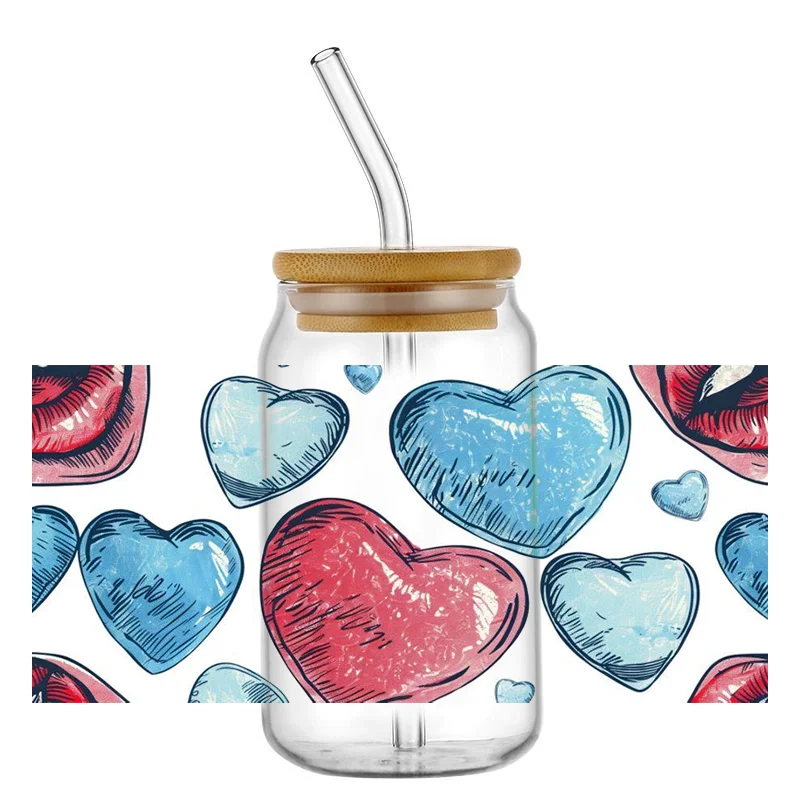 Наклейка на чашку поцелуй День святого Валентина переводная наклейка с защитой