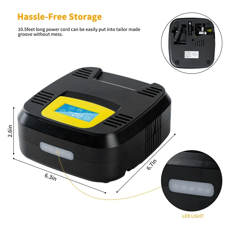 

Portable Tire Inflator For Car Air Compressor Tire Inflation Compressor DC12V LED Lights For Car LED Press Screen