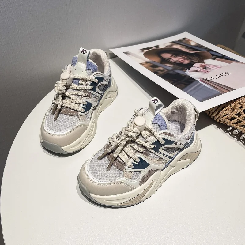 

Kids Sports Sneakers 2022 Spring Girls Boys Running Fashion Chunky Trainer Breathable Children Basket Tennis Shoes Soft Platform