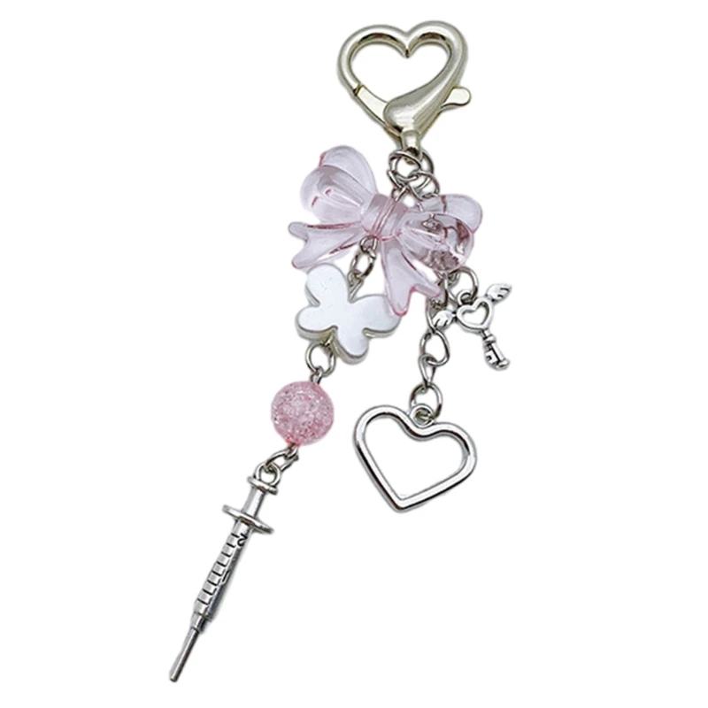 Милый брелок в виде сердца из бисера с бантом нежный эстетический для девочек и