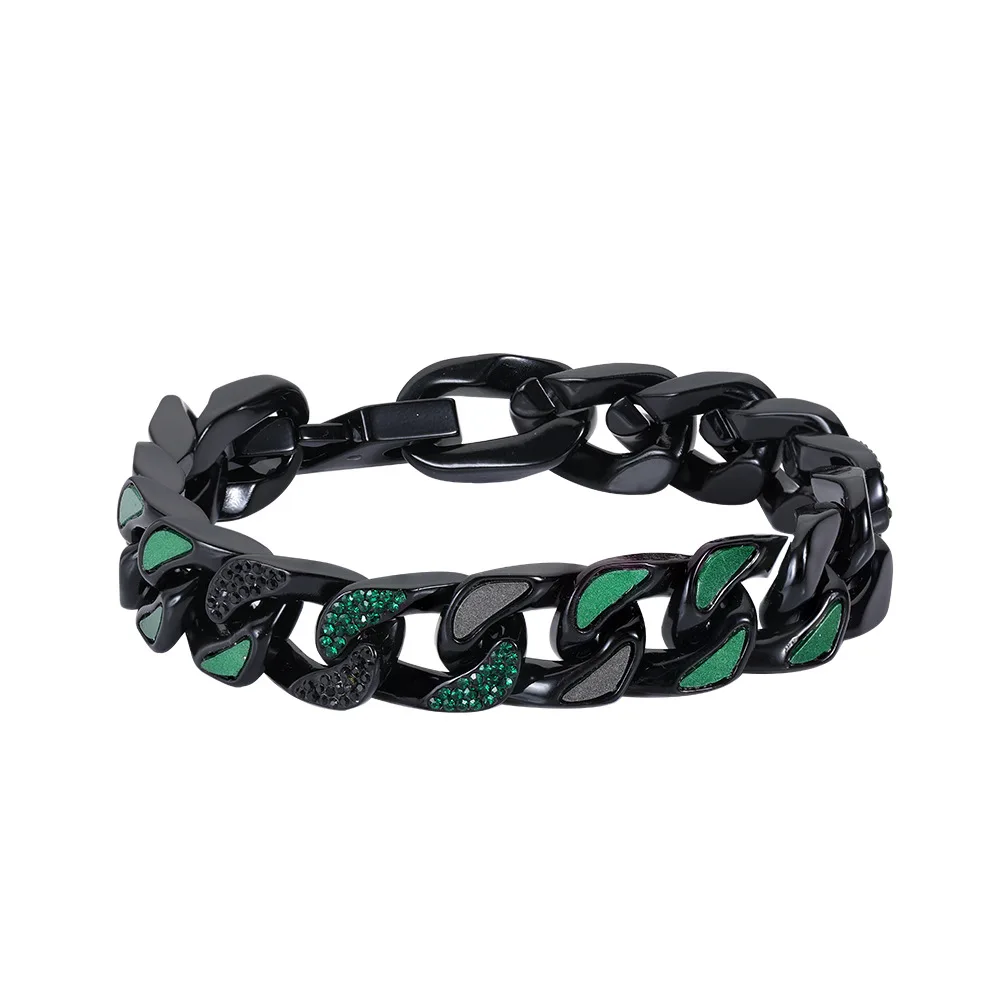 

Experience the Perfect Blend of Style and Durability with the Green Ghost Cuban Bracelet - A Must-Have Titanium Steel Jewelry