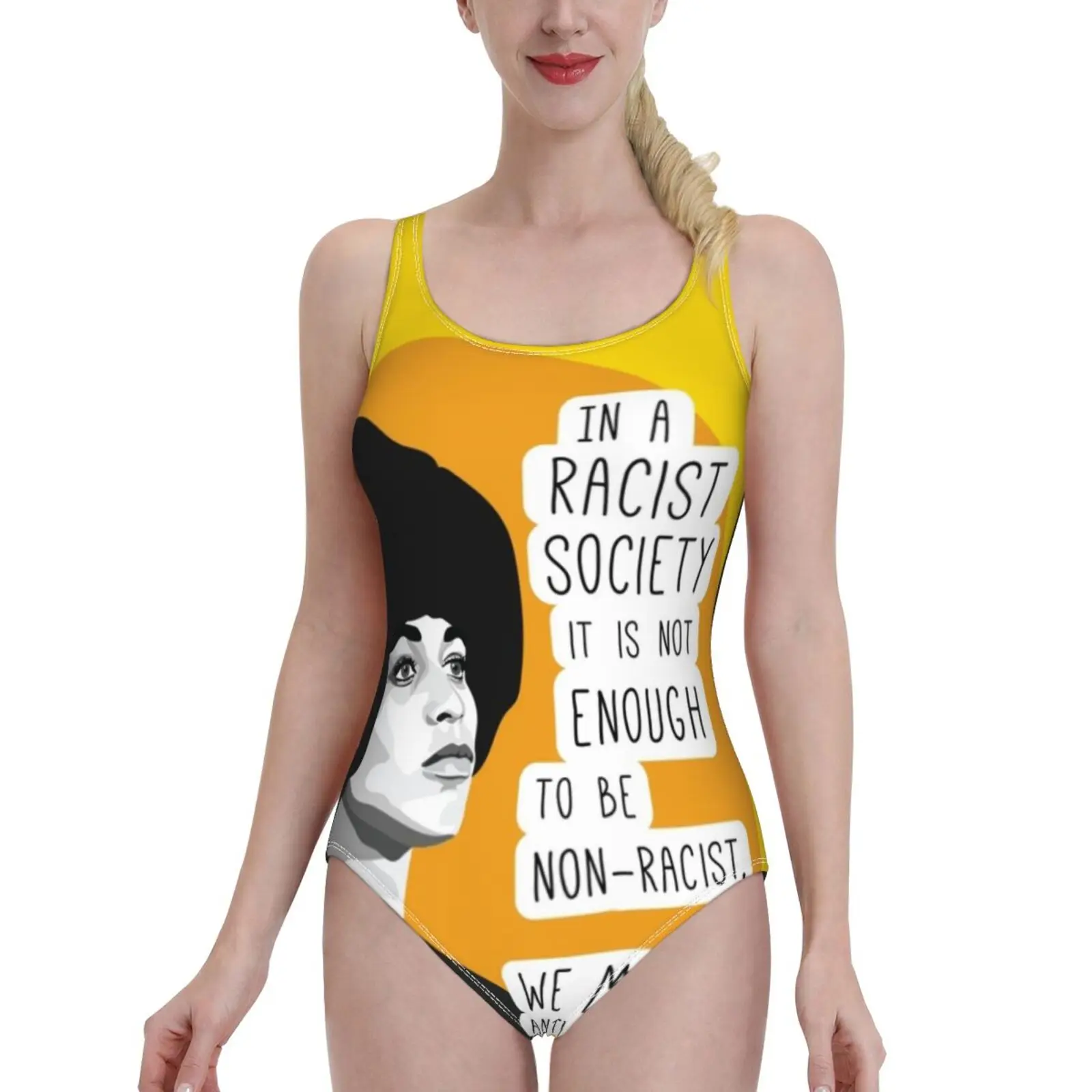 

Женский слитный купальник Angela Davis, сексуальный купальник-монокини для девушек, пляжная одежда для плавания, Анжела Дэвис, Анжела