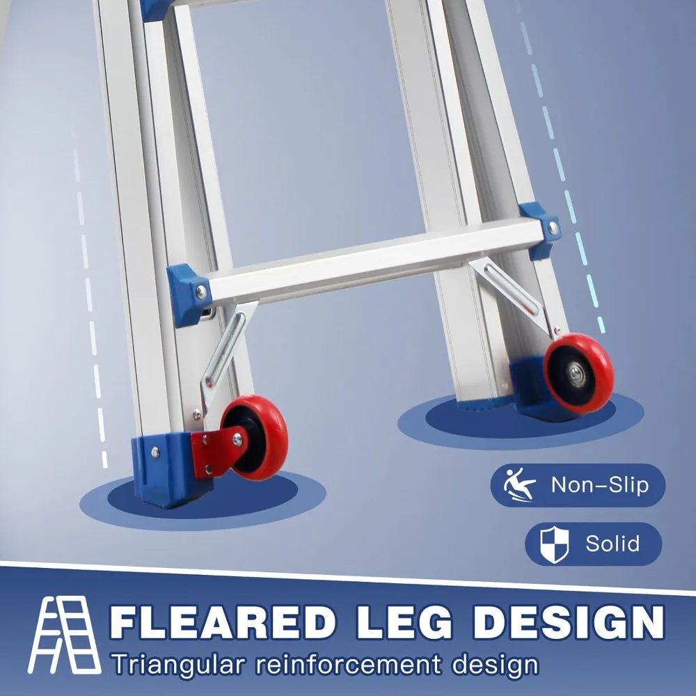 Фото Escalera de Aluminio Многофункциональная 5,1 м |   5x5 Pelda?os |   Escalera Telescópica 5 en 1 con Desmontable Ruedas y Base Triangular Re №5