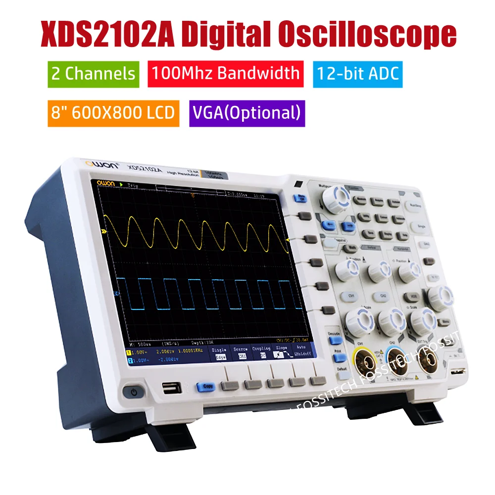 

OWON XDS2102A Digital Oscilloscope LCD Display 2 Channels 100MHz Bandwidth 12 Bites High Resolution USB Oscilloscopes