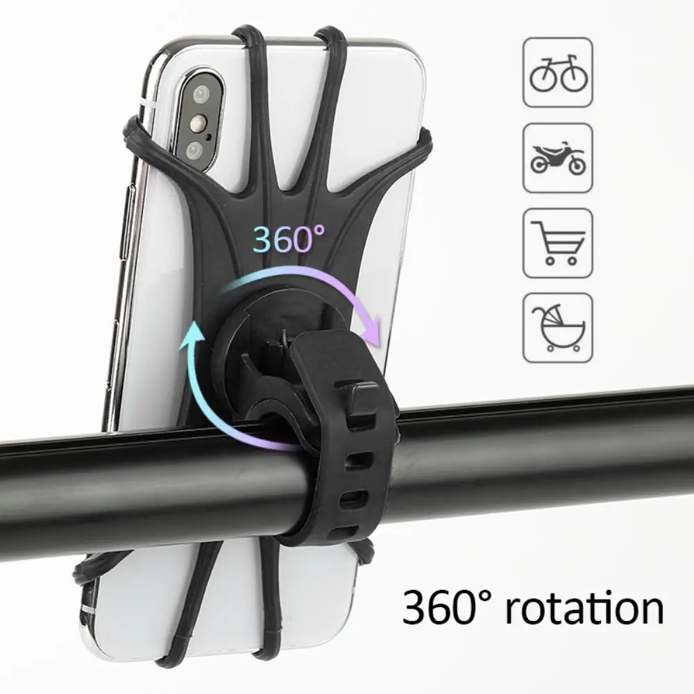 

Safe Silicone Support For Mobile Phone 360 Rotatable Bicycle Bracket Silicone Pull Type Upgraded Motorcycle Stand Phone Holder