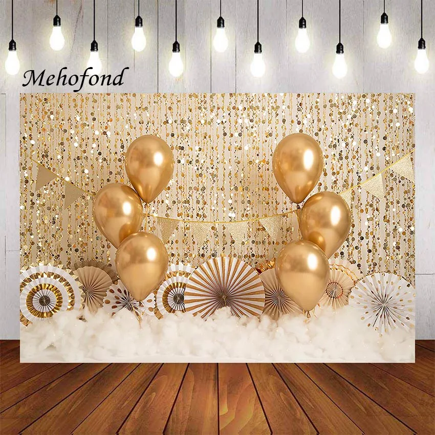 

Mehofond Photography Background Golden Balloon Paper Flower Princess Girls Birthday Party Cake Smash Decor Backdrop Photo Studio