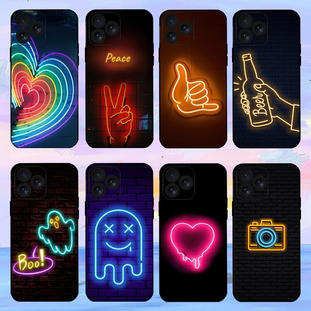 Неоновый легкий Чехол для телефона iPhone 15 14 13 12 11 8 Mini Xr Xs X Xsmax Pro Max Plus