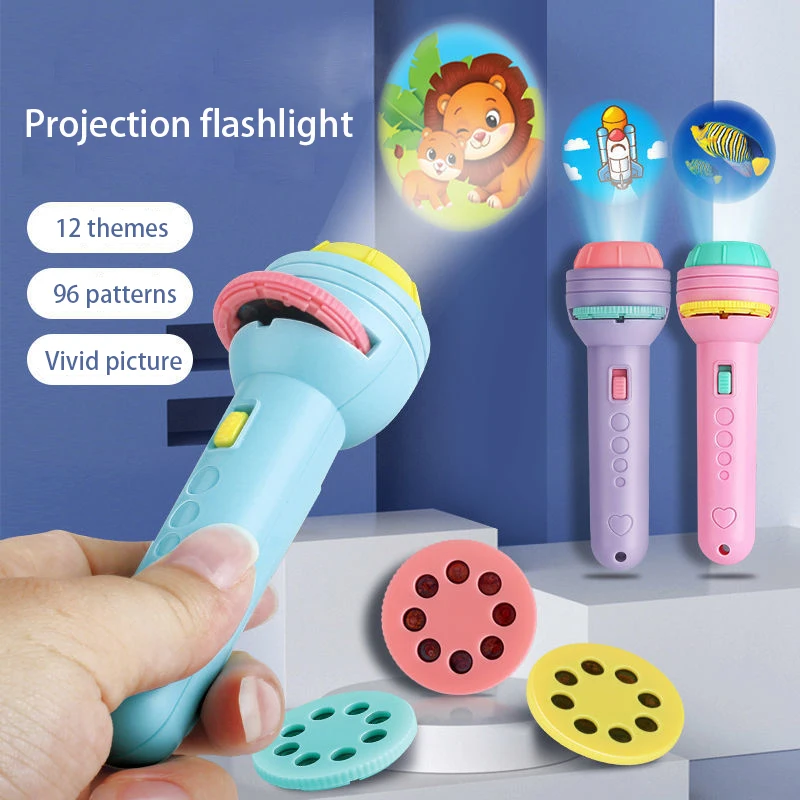 

Kids Flashlight Projection Flashlight Early Education Animal Dinosaur Pattern Luminous Light Child Story Projector Light Gifts