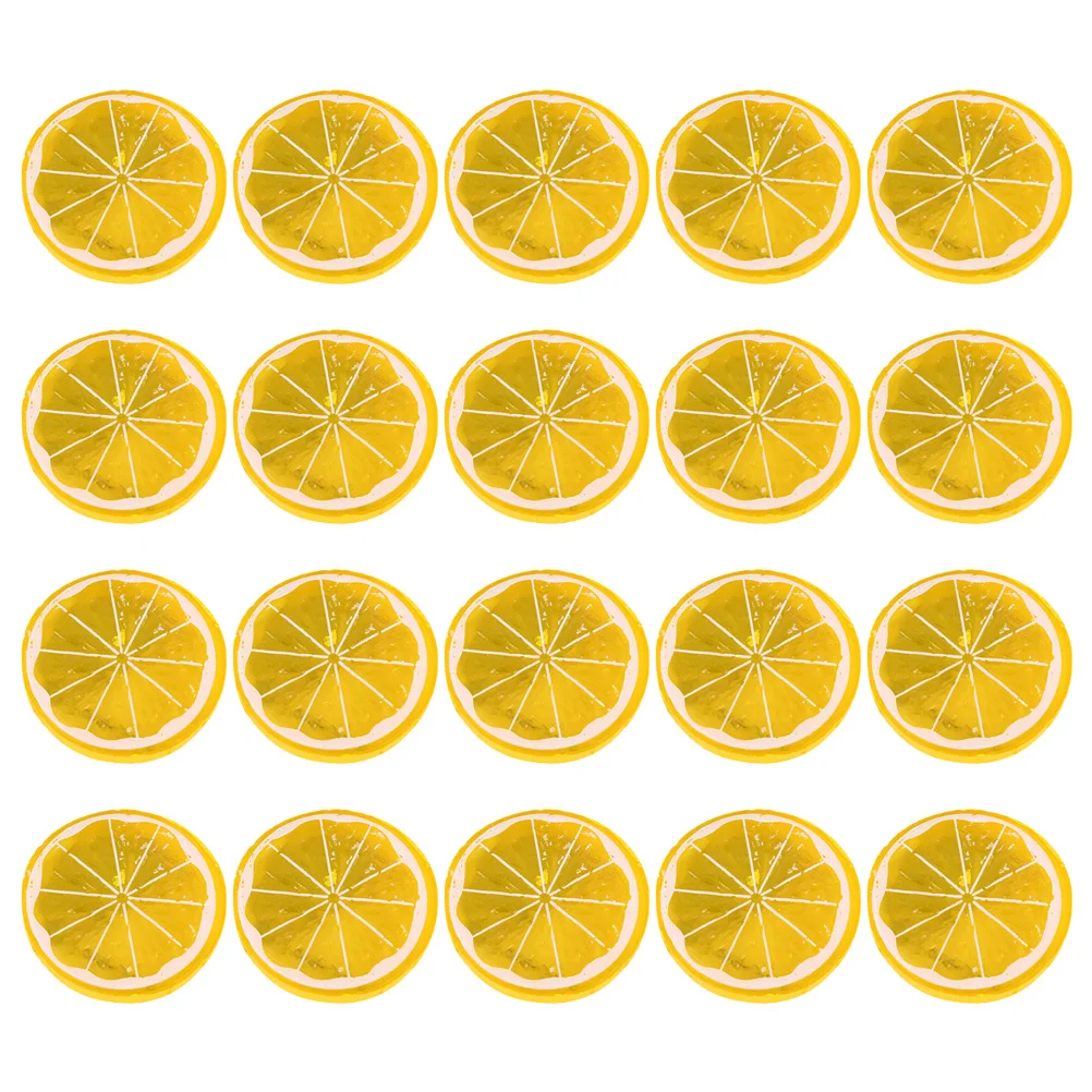 

20 Pcs Imitation Lemon Slice Artificial Ornament Vegetable Fake Slices Plastic Kitchen Pretend Simulation Decors