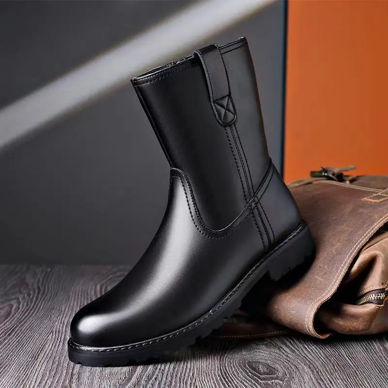 Мужская мода сценическое платье для ночного клуба осенне-зимние ботинки черные