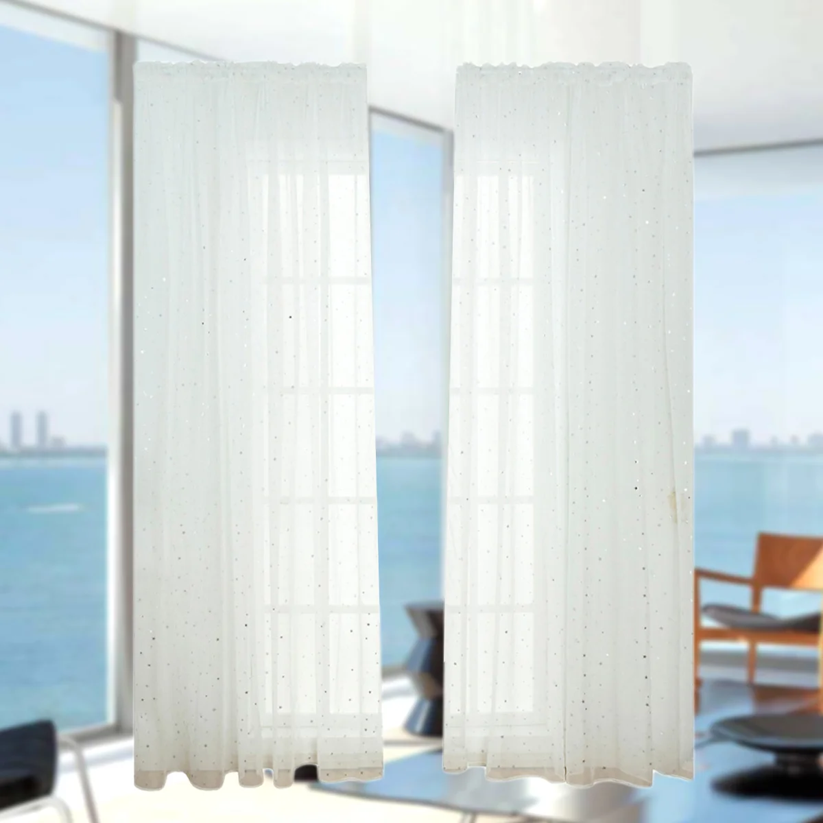 

Curtains Window Sheer Curtain Voile Star Tulle Room Drapes Screening Living Inches Screen Panels Bedroom Drop Net Transparent