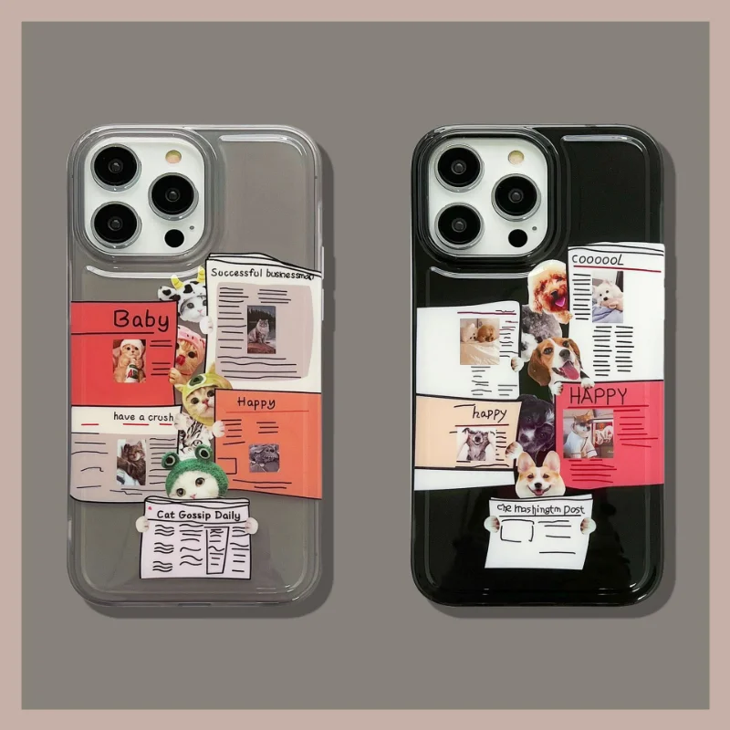 

Reading Newspapers Cute Animals Phone Case Cover for IPhone 14 Plus 11 12 13 14 Pro Max Shockproof Cases for IPhone 14 Case