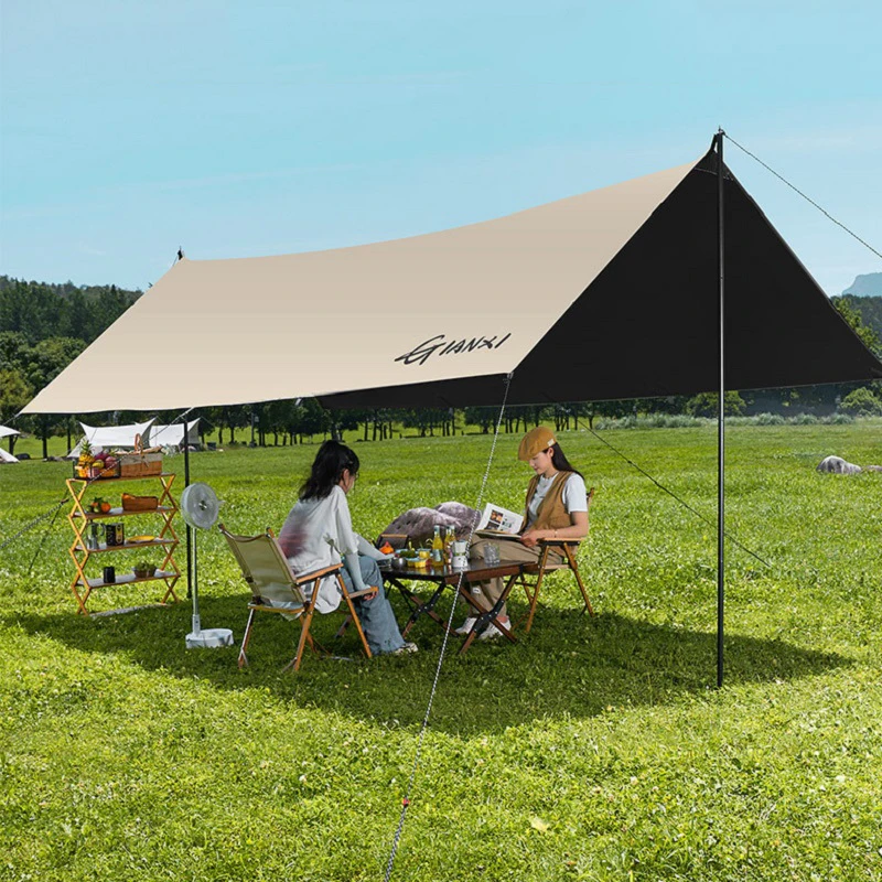 

Outdoor Canopy Camping Sunshade Portable Black Gum Sunscreen Rainproof Awning Camping Equipment Hexagonal Canopy