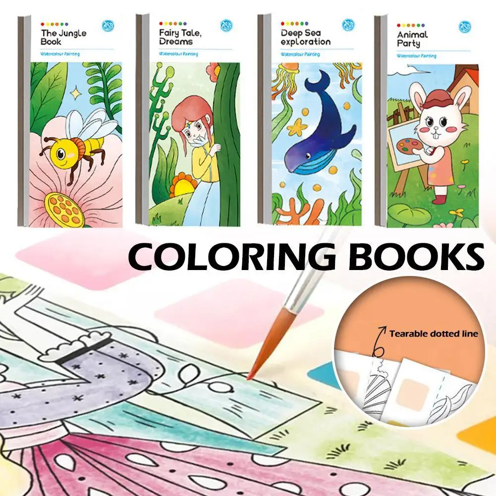 

Kids 6 Colors 20 Sheet Solid Watercolor Coloring Book Paint Set Water Color Pigment & Paint Brush Children Diy Bookmark Supplies