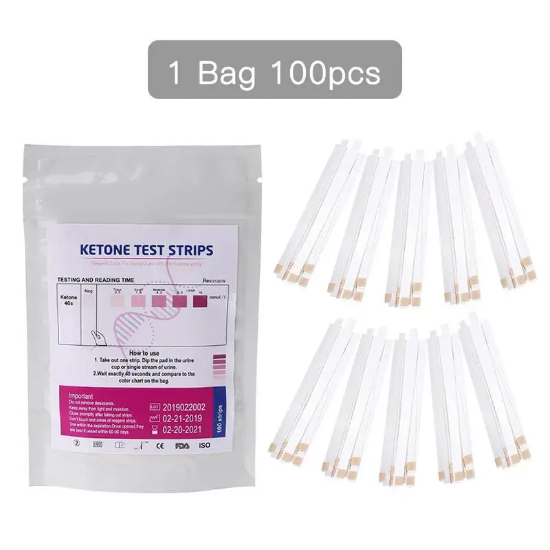 

100pcs URS-1K Ketone Strips Urine Test Strips Ketone Tester For Body Ketone Reagent Detection Urine Anti-VC Urinalysis For Home