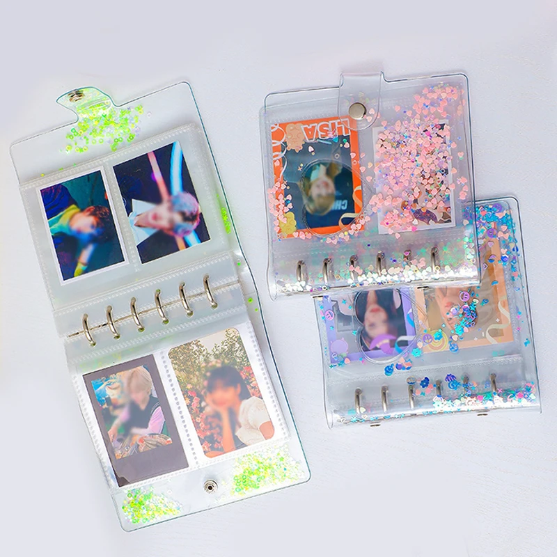 

Transparent PVC Album Inner Page Sticker & Name Card Holder Binder Album Folder Card Book Loose-leaf Glitter Sequins Cover
