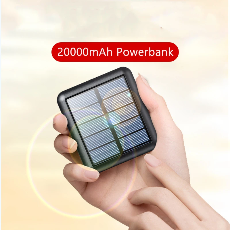 20000mah mini solar power bank portable fast charger built in 4 cables powerbank external battery pack poverbank for all phones free global shipping