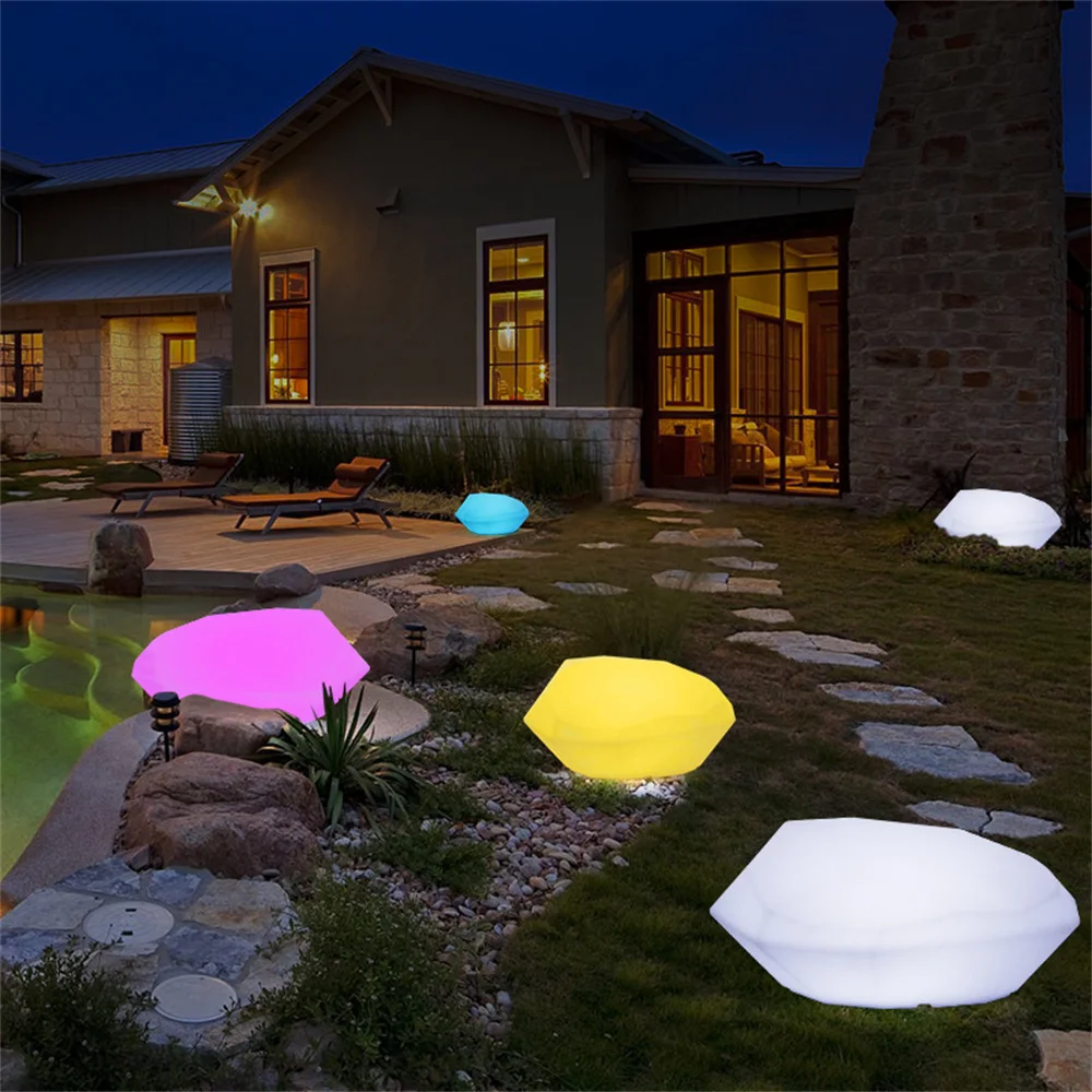 

USB Charge LED Outdoor Garden Glowing Stone Light RGB Patio Landscape Lawn Lamp with Remote Control for Patio Lawn Party Decor