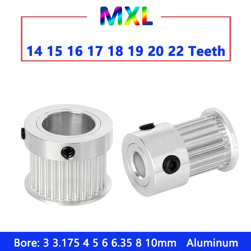 

Алюминиевый зубчатый шкив MXL 14-22 зубов для ремня 6/10 мм