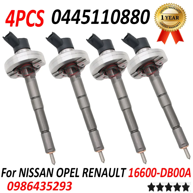 4шт. 0445110880 16600-DB00A НОВЫЙ дизельный инжектор 0 445 110 880 16600DB00A Форсунка 16600 DB00A для Nissan Opel