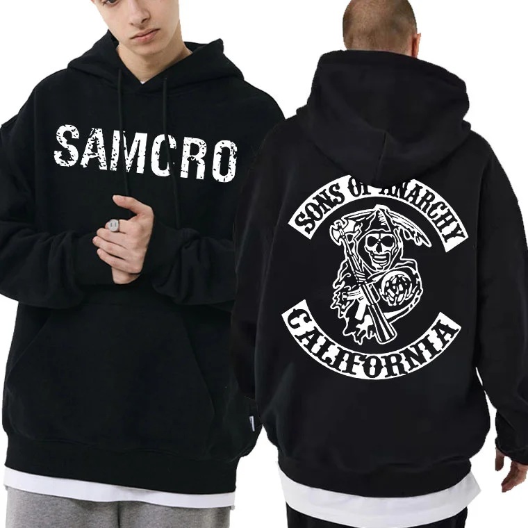 

Двухсторонний Мужской свитшот Sons of Anarcy SAMCRO с принтом oodie для женщин Модный брендовый дизайнерский пуловер мужские флисовые хлопковые свитера