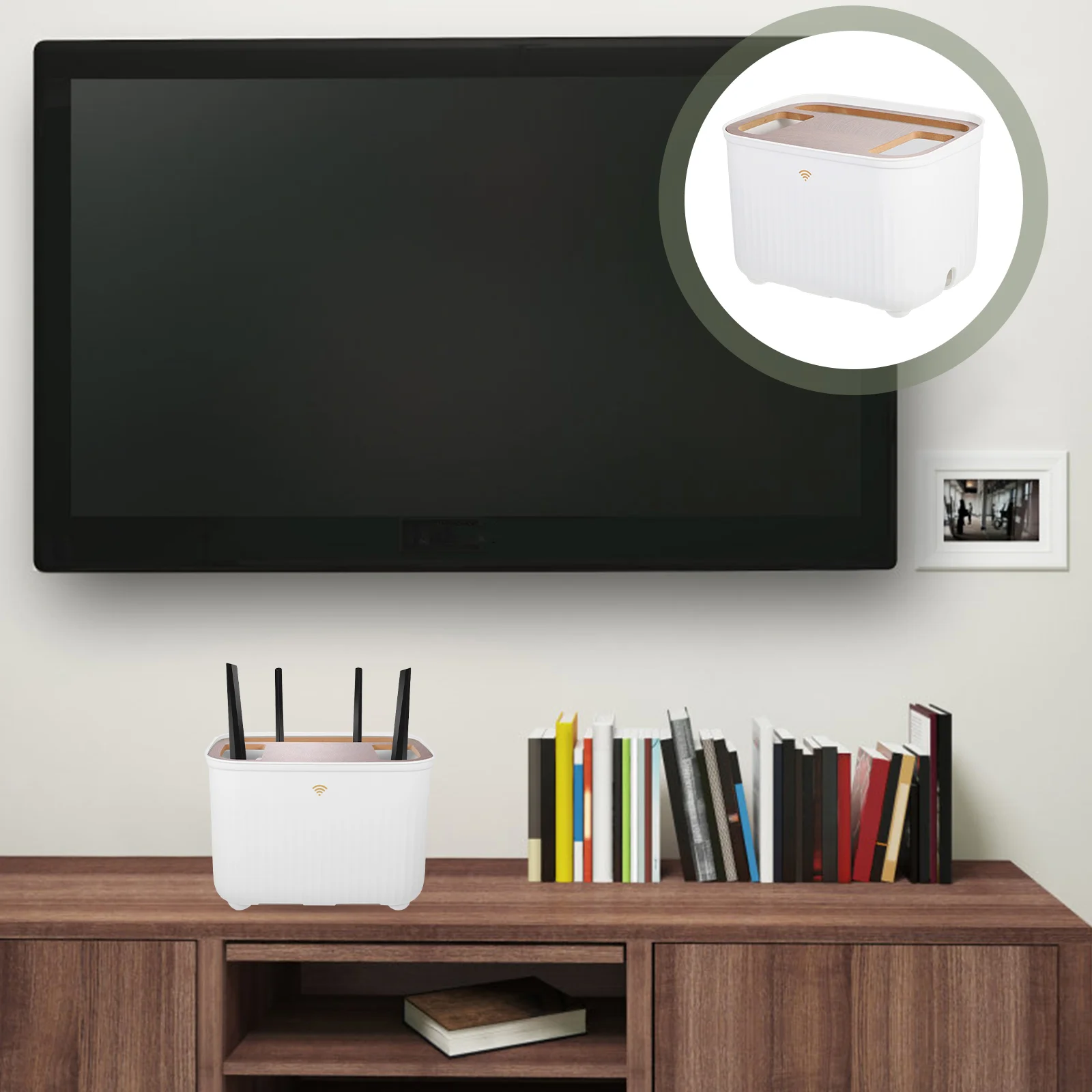 

Desktop Router Storage Box Plastic Router Holder Router Cable Management Case