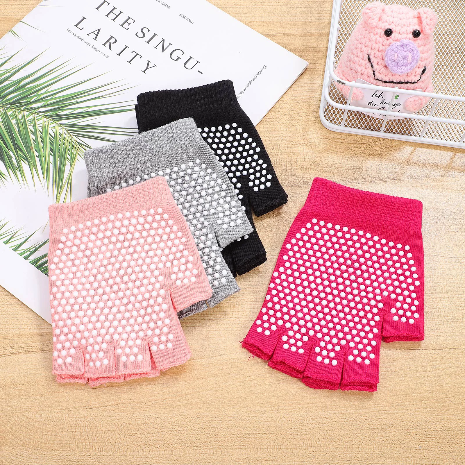 4 пары нескользящих перчаток для йоги декоративные тренировочные перчатки