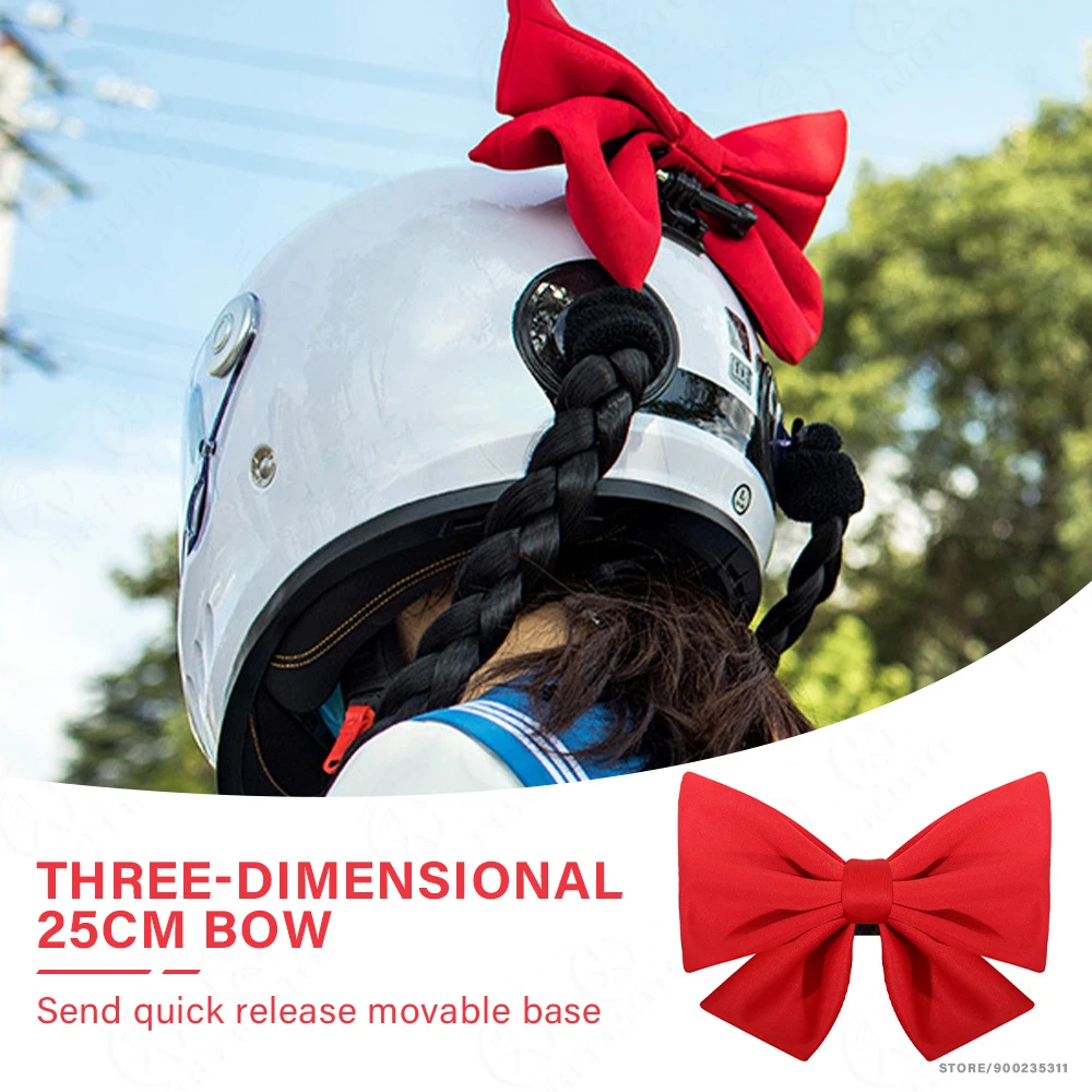 

Universal Helmet Bow Women Polyester Satin Ribbon Bow Helmet Decoration Motorcycle Helmet Accessories with Quick Release Socket