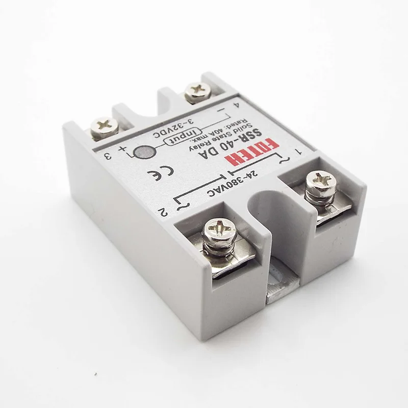 

SSR-40DA 40A твердотельное реле, модуль 4-32 В, входное напряжение 24 В, 380 В переменного тока, реле источника питания