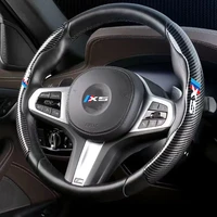 car steering wheel cover carbon black fiber for bmw x1 x2 x3 x4 x5 x6 x7 bmw accessories logo car steering wheel cover