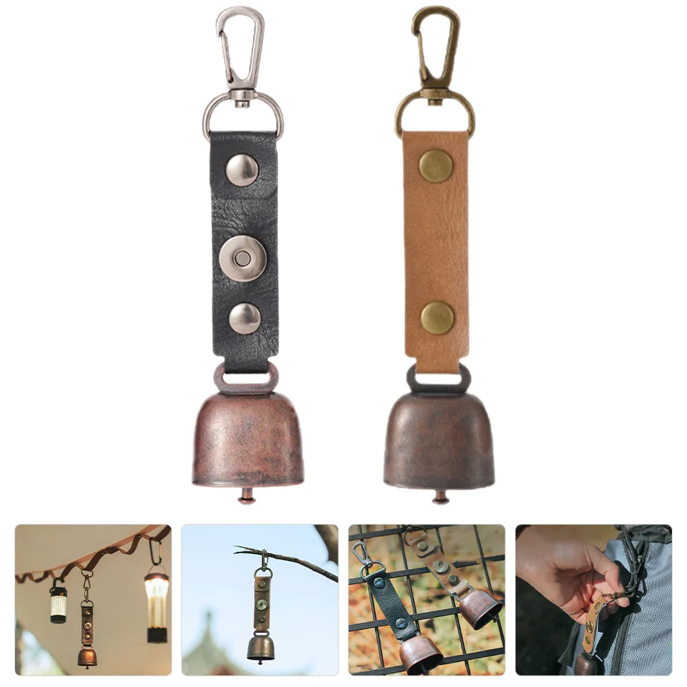 

2 Pcs Caramel Colour Hanging Bell Hiking Gear Camping Bells Outdoor Travel Backpack Accessory Alarm Supplies Supply Animal