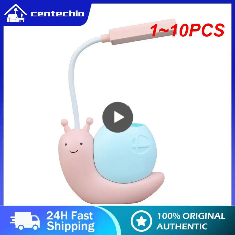 

1~10PCS Nordic Cute Snail Desk Lamp USB Charging Pen Holder Lamp Kid LED Night Light Reading Lamp With Pen Organizer Table Light