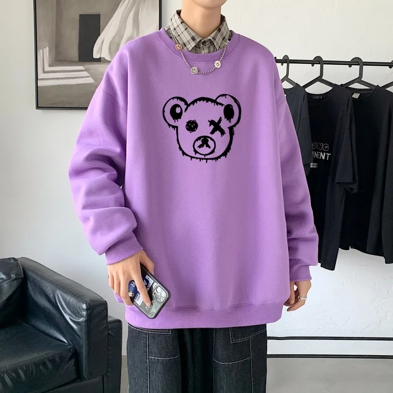 

Autumn and winter new plus size printed long-sleeved round neck sweater