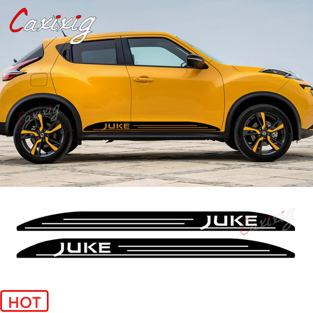 

Both Side Racing Stripes For Nissan JUKE NISMO Car Door Skirt Stickers Sport Styling Auto Body Decor Vinyl Decals Accessories