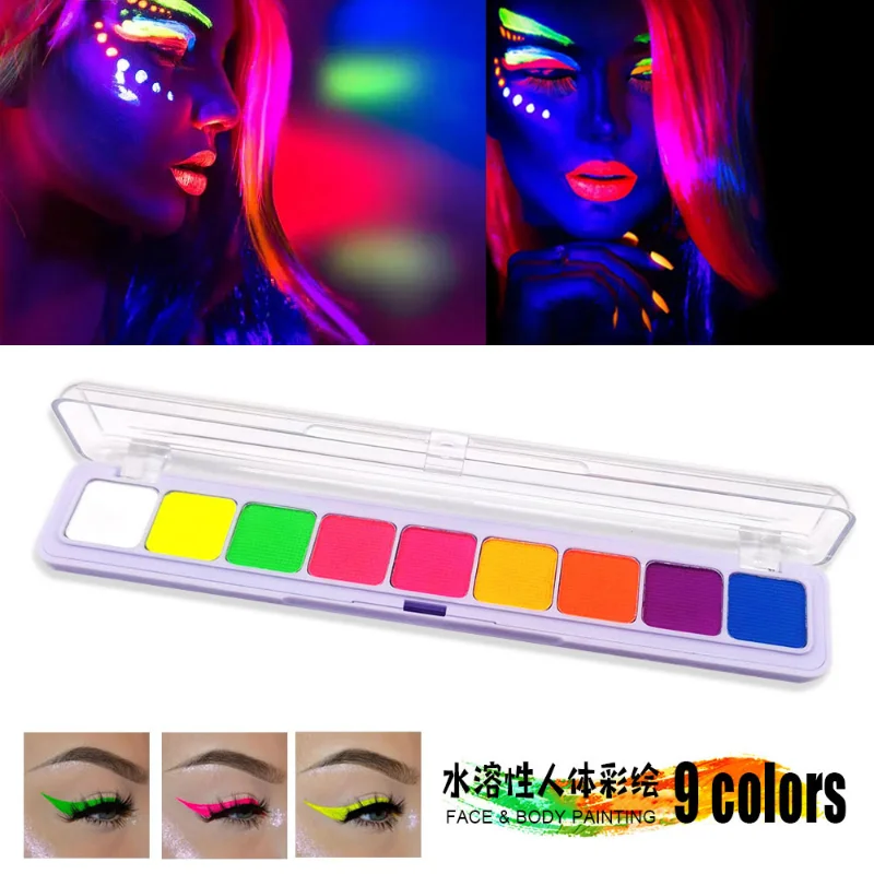 Body Face Painting 9 Colors Water-Soluble Fluorescent Color Pigments Halloween Stage Makeup Children's Painting Cosplay henna