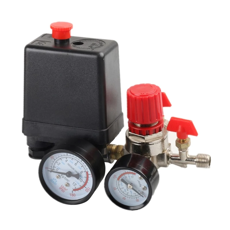

Professional Air Compressor Pressure Switch with Double Gauge 1/4-inch Thread Drop Shipping