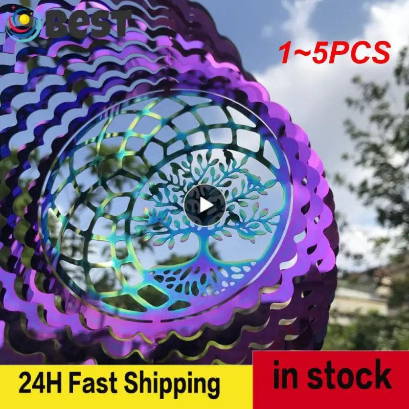 

1~5PCS Wave Wind Chimes Spinner Bell Tree Of Life Pendant For Room Party Christmas Decor Garden Decoration Outdoor Hanging