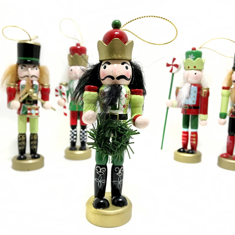 

12CM Movable doll puppets Boutique nutcracker New soldier walnuts people wood hand-painted walnut gifts 5pcs/lot HT143