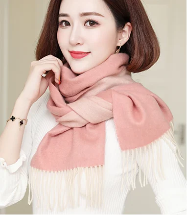 

Scarf women autumn and winter solid color double-sided warm bib Black